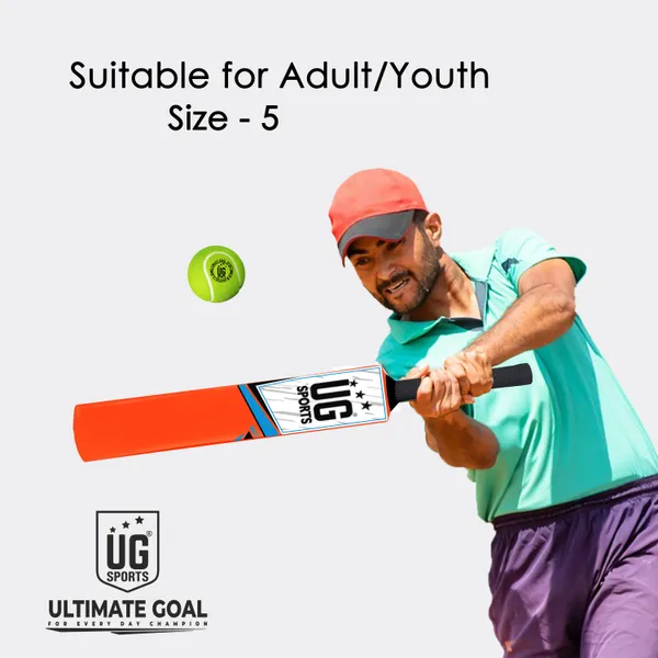UG_Sports__Plastic_Cricket_Bat_For_Youth_-_Adult_With_Tennis_Ball_(Orange,_Sky-Blue_,_Size_5)