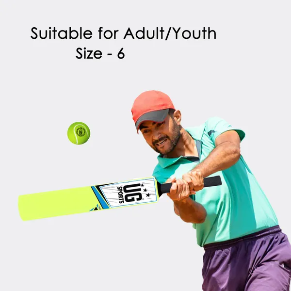 UG_Sports__Plastic_Cricket_Bat_For_Youth_-_Adult_With_Tennis_Ball_(Green,_Sky-Blue_,_Size_6)