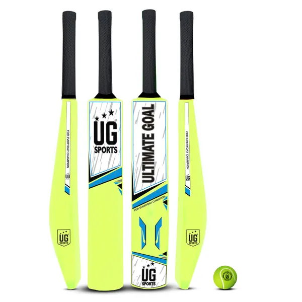 UG_Sports__Plastic_Cricket_Bat_For_Youth_-_Adult_With_Tennis_Ball_(Green,_Sky-Blue_,_Size_6)