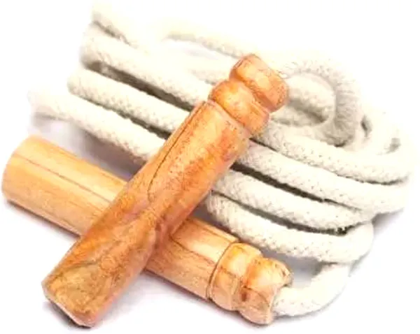ULTIMATE_GOAL_Sports_Wooden_Jumping_Skipping_Rope_|_Unisex_|_Brown_Handle_|_White_Rope_|_Exercise_&_Fitness_&_Workout_|