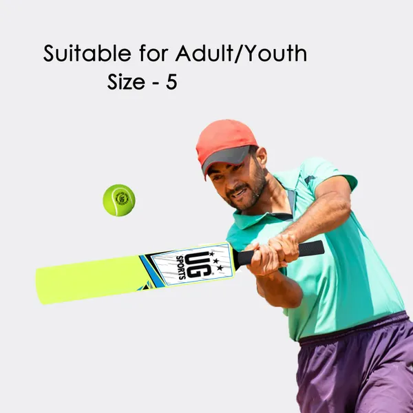 UG_Sports__Plastic_Cricket_Bat_For_Youth_-_Adult_With_Tennis_Ball_(Green,_Sky-Blue_,_Size_5)