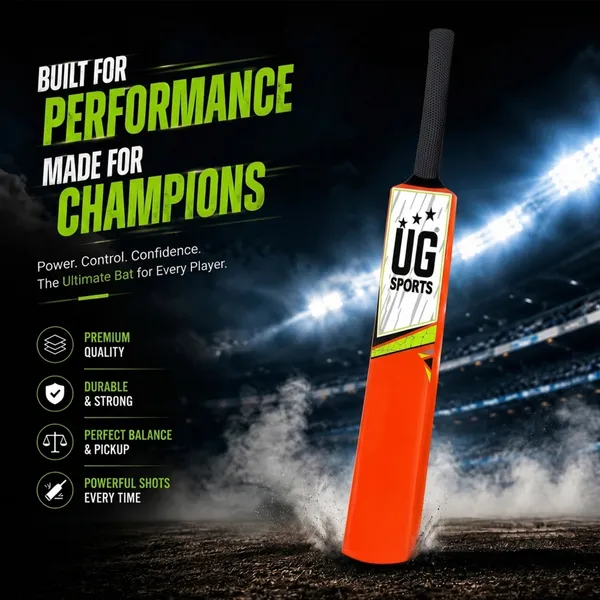 UG_Sports__Plastic_Cricket_Bat_For_Youth_-_Adult_(Orange_-_Green_,_Size_5)