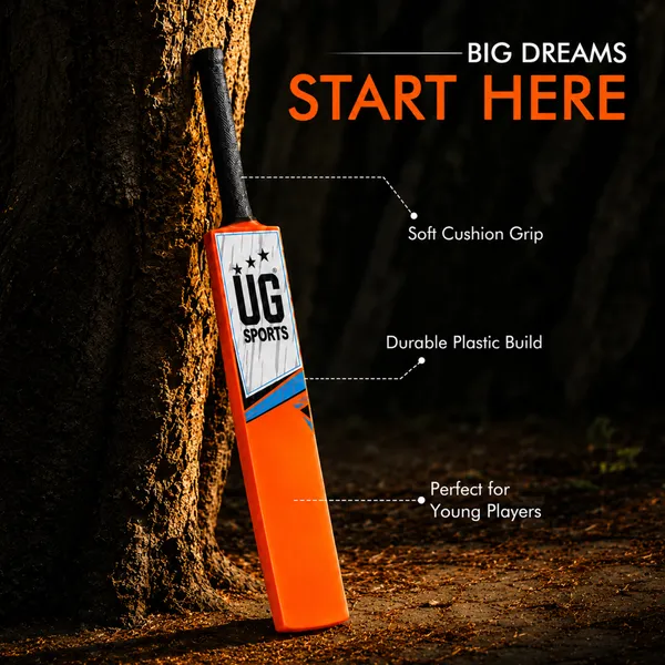 UG_Sports_Plastic_Cricket_Bat_For_Youth_-_Adult_(Orange_-_Sky_Blue_,_Size_6)
