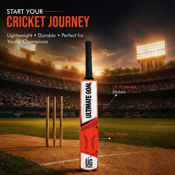 UG_Sports__Plastic_Cricket_Bat_For_Youth_-_Adult_(Orange_-_Red_,_Size_5)