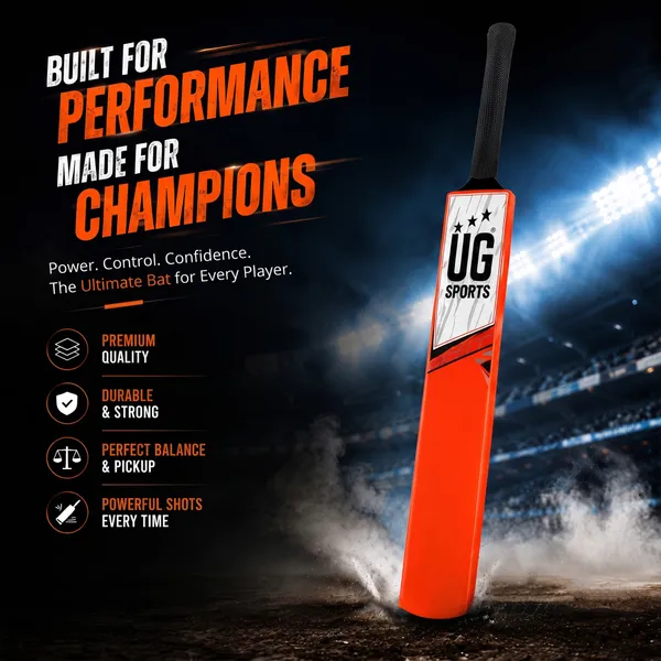 UG_Sports__Plastic_Cricket_Bat_For_Youth_-_Adult_(Orange_-_Red_,_Size_5)
