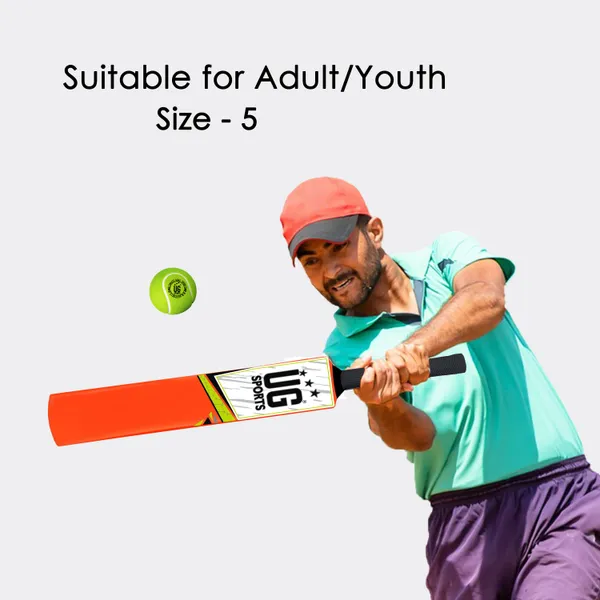 UG_Sports__Plastic_Cricket_Bat_For_Youth_-_Adult_With_Tennis_Ball_(Orange,_Green_,_Size_5)