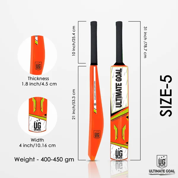 UG_Sports__Plastic_Cricket_Bat_For_Youth_-_Adult_With_Tennis_Ball_(Orange,_Green_,_Size_5)