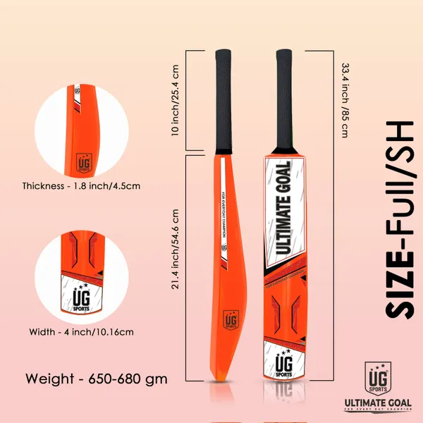 UG_Sports__Plastic_Cricket_Bat_For_Youth_-_Adult_With_Tennis_Ball_(Orange,_Red_,_Full_Size)