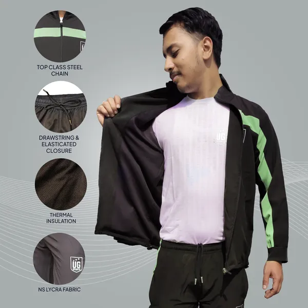 UG_Sports_NS_lycra_Striped_Track_Suit_for_Men_&_Women_|_Full_Zipper_&_Side_Pocket_Tracksuit_For_Unisex_|_Athletic,_Gym,_Running,_Sports_Joggers_Suit_for_Men_&_Women_(Black_&_Green,_44)