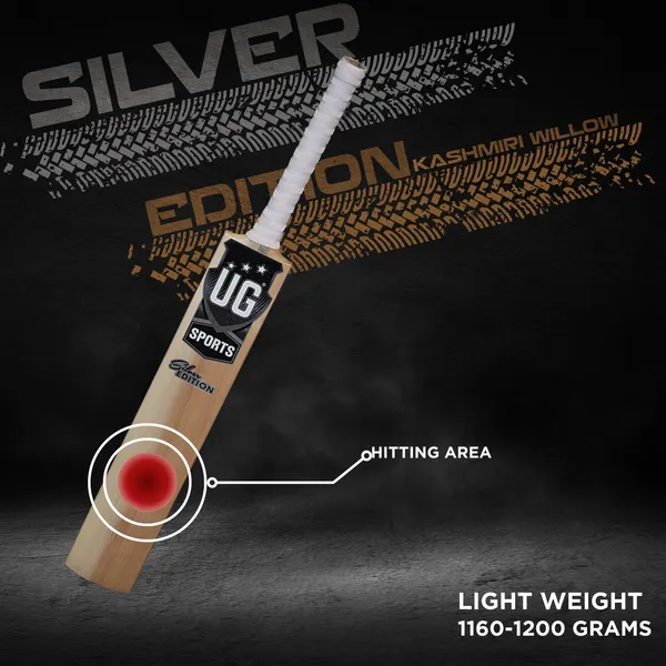 Imported_Silver_Premium_Kashmir_Willow_Grade_1_FULL_Size_(34-35_inch)_Cricket_Bat_For_Leather_Ball_With_A_Free_Bat_Cover