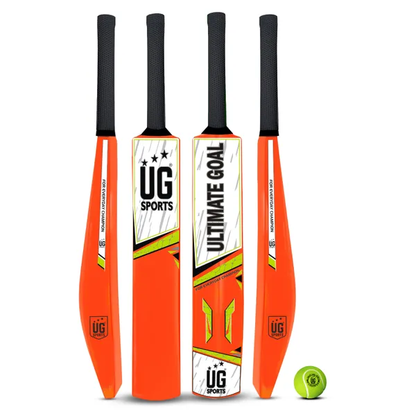 UG_Sports__Plastic_Cricket_Bat_For_Youth_-_Adult_With_Tennis_Ball_(Orange,_Green_,_Full_Size)