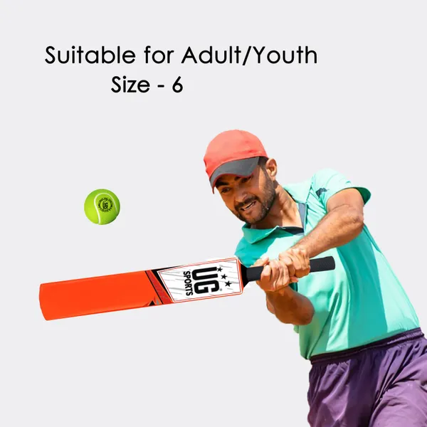 UG_Sports__Plastic_Cricket_Bat_For_Youth_-_Adult_With_Tennis_Ball_(Orange,_Red_,_Size_6)