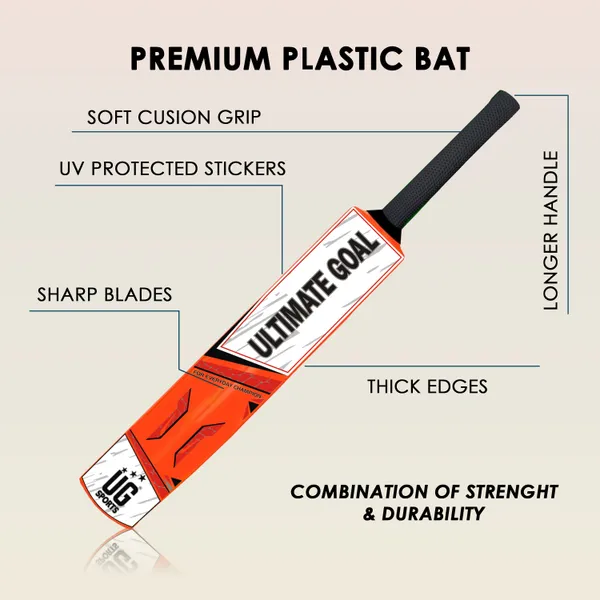 UG_Sports__Plastic_Cricket_Bat_For_Youth_-_Adult_With_Tennis_Ball_(Orange,_Red_,_Size_6)