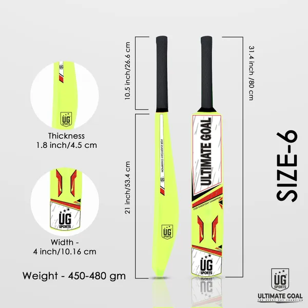 UG_Sports__Plastic_Cricket_Bat_For_Youth_-_Adult_(Green_-_Red_,_Size_6)