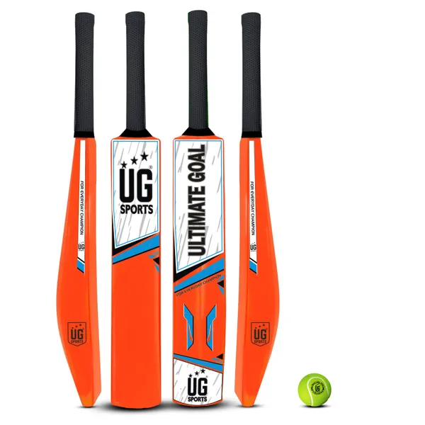 UG_Sports__Plastic_Cricket_Bat_For_Youth_-_Adult_With_Tennis_Ball_(Orange,_Sky-Blue_,_Size_6)