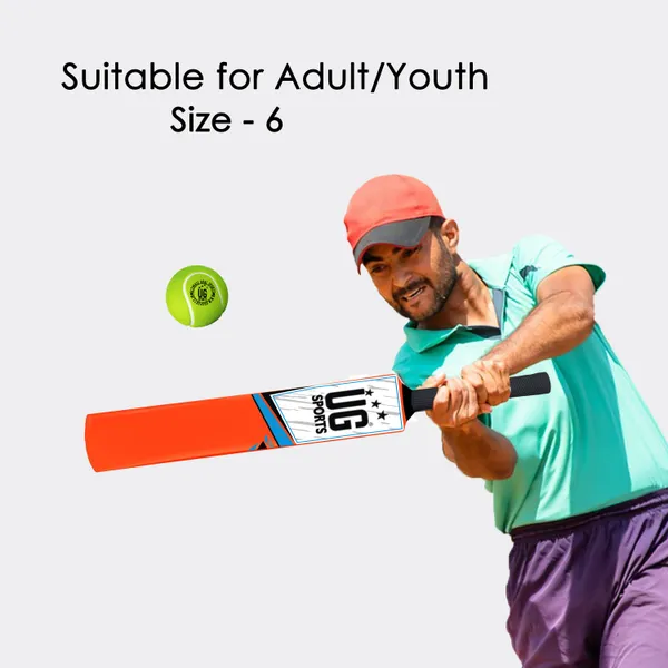 UG_Sports__Plastic_Cricket_Bat_For_Youth_-_Adult_With_Tennis_Ball_(Orange,_Sky-Blue_,_Size_6)