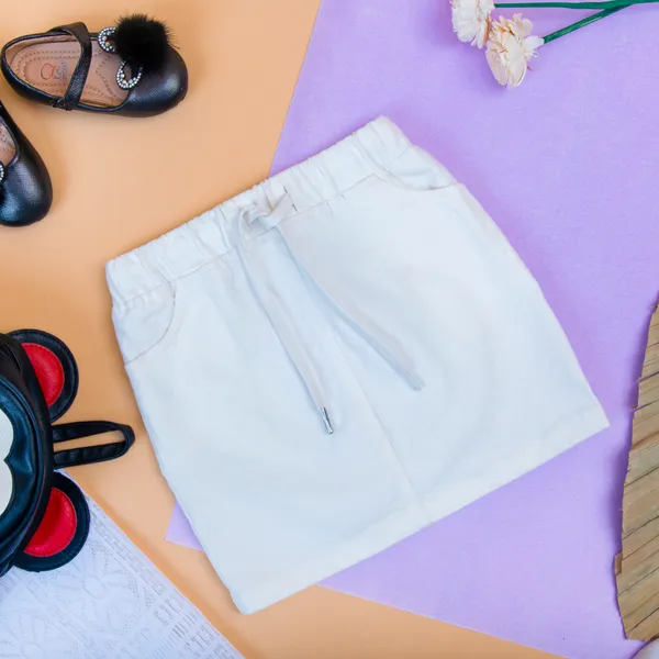 White_Denim_Premium_&_Elegant_Regular_Solid_Skirt_For_Girl