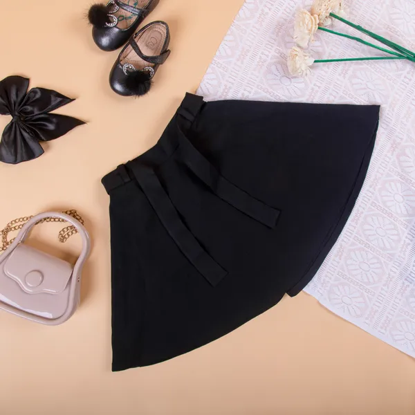 Black_Lycra_Premium_&_Elegant_Regular_Solid_Skirt_For_Girl