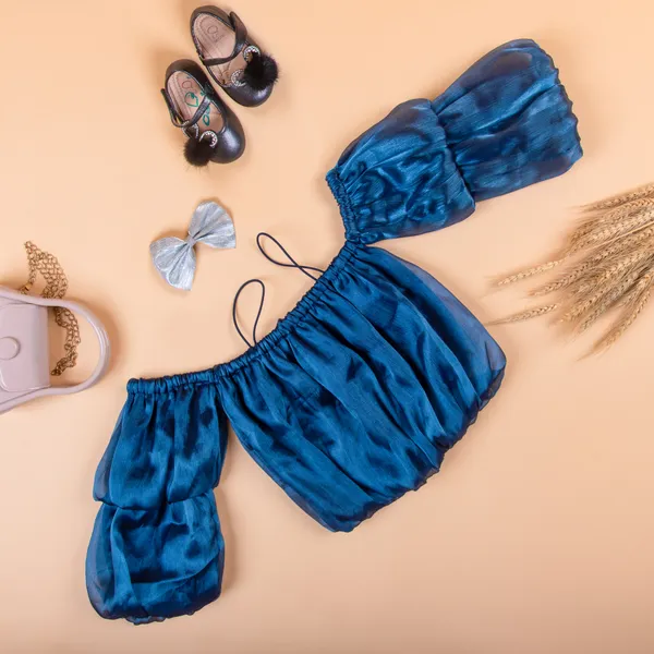 Navy_Blue_Chinnon_Premium_&_Elegant_Regular_Solid_Top_For_Girl
