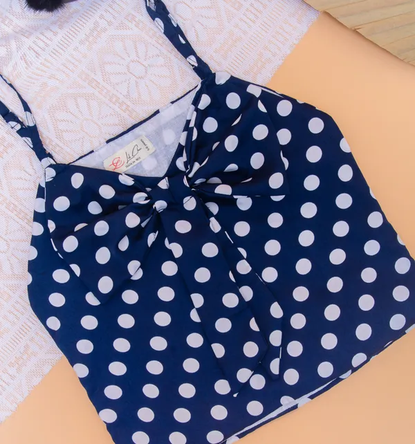 Navy_Blue_&_White_Crepe_Premium_&_Elegant_Regular_Solid_Top_For_Girl