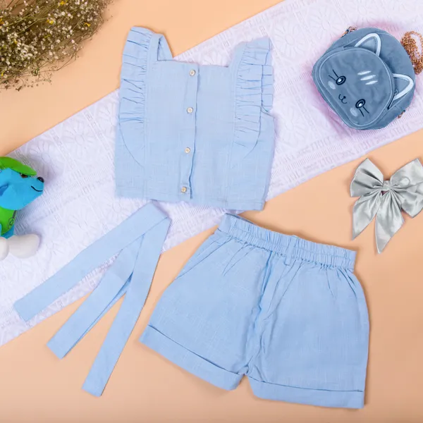 Sky_Blue_Cotton_Premium_&_Elegant_Regular_Solid_Co-Ord_Set_For_Girl