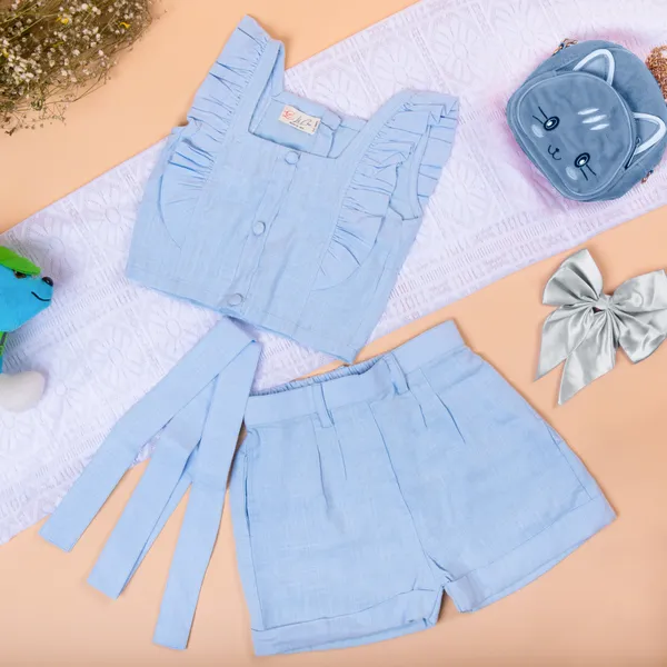 Sky_Blue_Cotton_Premium_&_Elegant_Regular_Solid_Co-Ord_Set_For_Girl