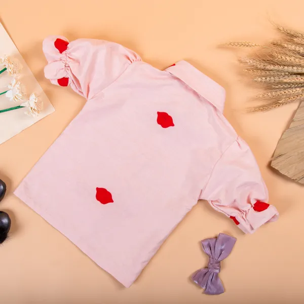 Flamingo_Pink_&_Red_Cotton_Premium_&_Elegant_Regular_Solid_Shirt_For_Girl