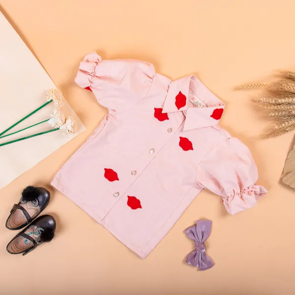 Flamingo_Pink_&_Red_Cotton_Premium_&_Elegant_Regular_Solid_Shirt_For_Girl