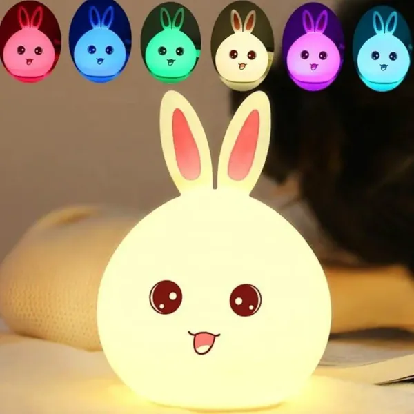 C4N_Night_Lamp_for_Kids,Silicone_Cute_Little_Rabbit_Bunny_LED_Table_Lamp,_Birthday_Gift_for_Kidss_(2-5_Years),_Colour_Changing_with_USB_Rechargeable_Night_Light(Rabbit_Lamp),_Multicolour