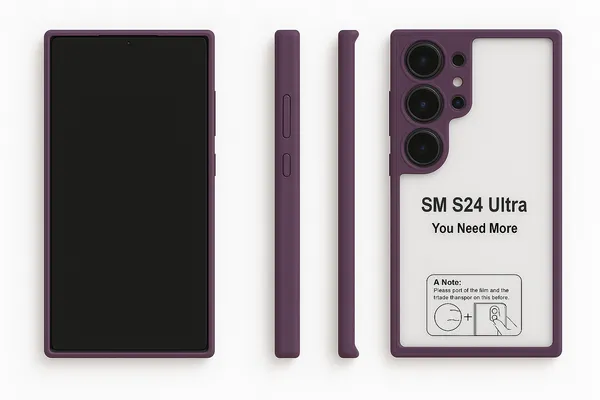 C4N-YFTM_Crystal_Clear_Hard_Back_Case_for_Samsung_Galaxy_S24_Ultra_-_Black_Frame