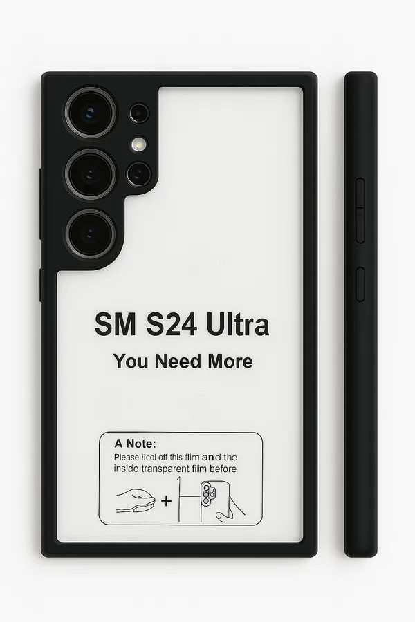 C4N-YFTM_Crystal_Clear_Hard_Back_Case_for_Samsung_Galaxy_S24_Ultra_-_Black_Frame