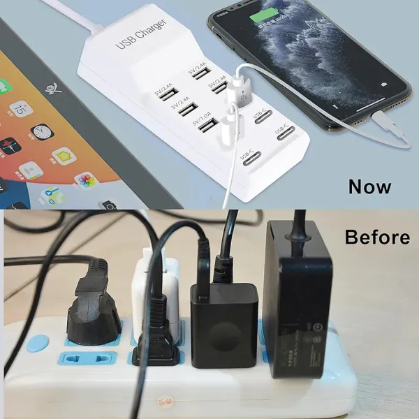 USB_Charger,5V_10A(50W)_USB_Charging_Station_with_10-Port_(6_USB-A_Port_&_4_USB-C_Port)