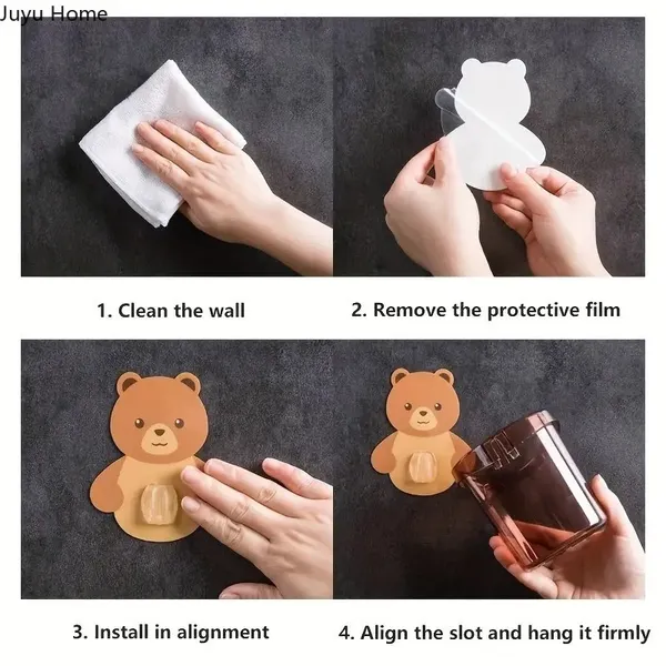 Plastic_Stand_For_Toothpaste_Comb_Brush_Cream_Lotion_Kids_Bathroom_Cup_Drain_Waterproof_Self_Adhesive_Teddy_Bearset_Of_2_Pcs