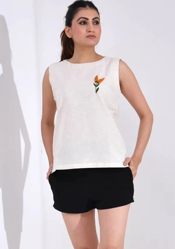 Ivory__Sleeveless_Top_Side_Button_with_Hand_Embroidered_motif