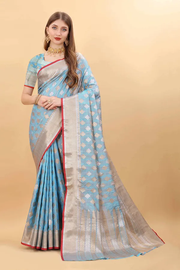 Sky_Blue_Amazing_Ethnic_Wear_Silk_Blended_Chanderi_Traditional_Saree