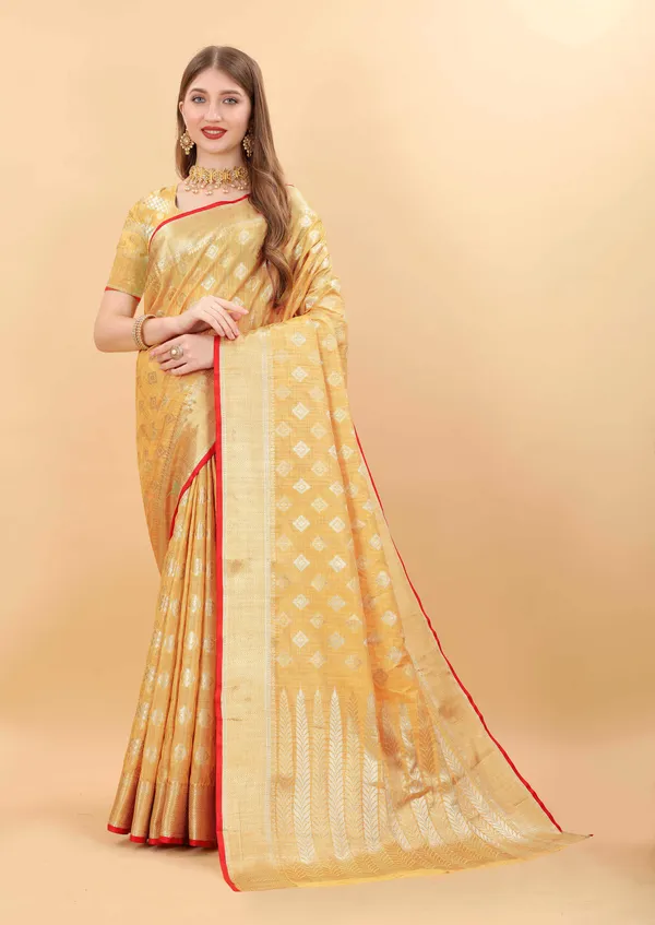 Yellow_Amazing_Ethnic_Wear_Silk_Blended_Chanderi_Traditional_Saree