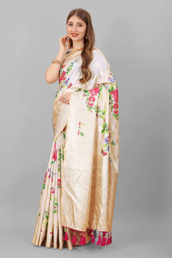 Cream_Amazing_Ethnic_Wear_Gotta_Patti_Weaving_With_Printed_Silk_Traditional_Saree