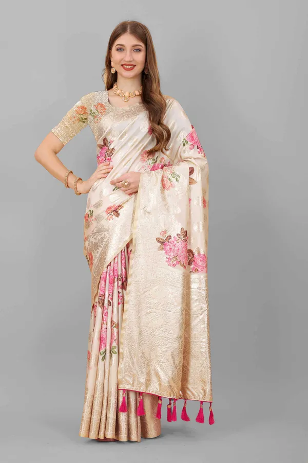 Cream_Amazing_Ethnic_Wear_Gotta_Patti_Weaving_With_Printed_Silk_Traditional_Saree
