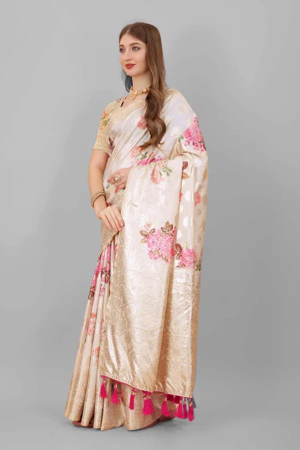 Cream_Amazing_Ethnic_Wear_Gotta_Patti_Weaving_With_Printed_Silk_Traditional_Saree