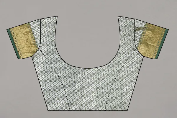 Grey_And_Bottle_Green_Weaving_Organza_Saree_Unstiched_Blouse