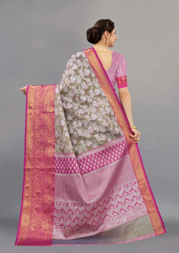 Wine_And_Rani_Border_Weaving_Beautiful_Organza_Saree_Unstiched_Blouse
