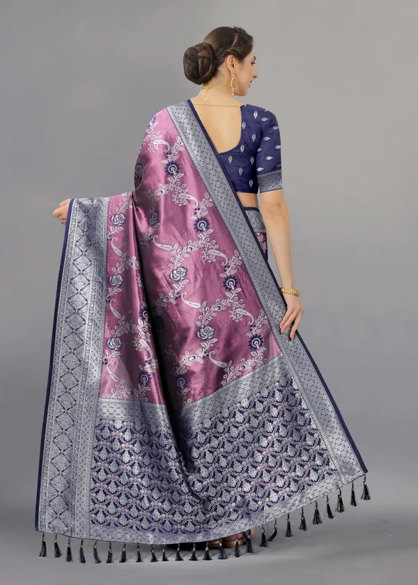 Navy_Blue_Weaving_Beautiful_Kanjivaram_Saree_Unstiched_Blouse