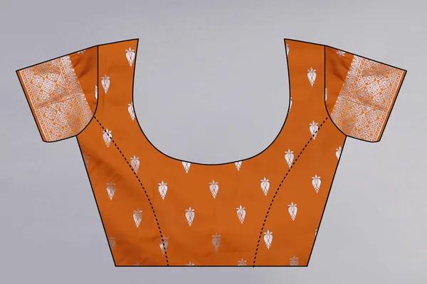 Orange_Weaving_Beautiful_Kanjivaram_Saree_Unstiched_Blouse