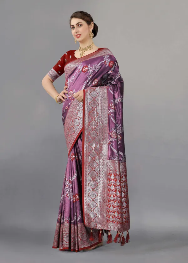 Red_Weaving_Beautiful_Kanjivaram_Saree_Unstiched_Blouse