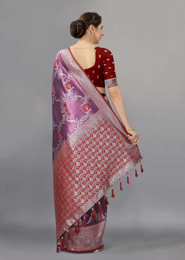 Red_Weaving_Beautiful_Kanjivaram_Saree_Unstiched_Blouse