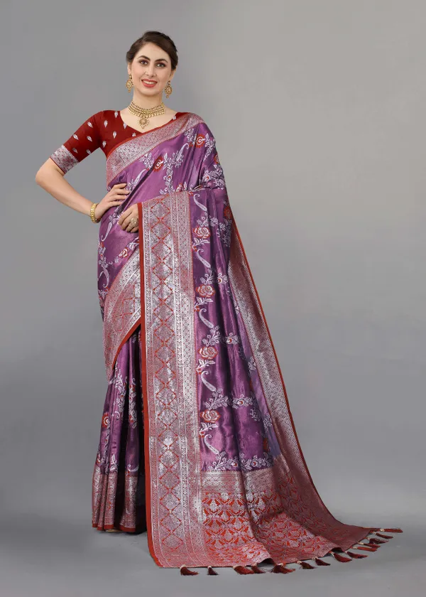 Red_Weaving_Beautiful_Kanjivaram_Saree_Unstiched_Blouse