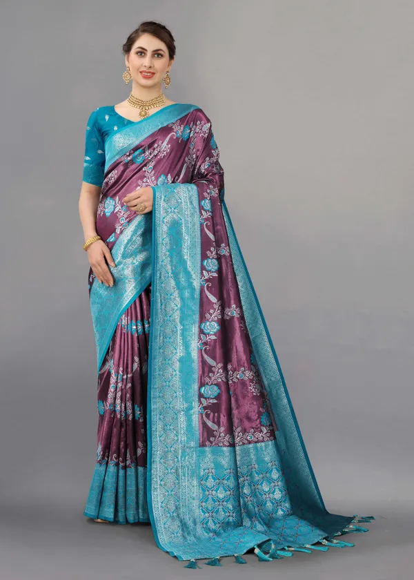 Sky_Blue_Weaving_Beautiful_Kanjivaram_Saree_Unstiched_Blouse