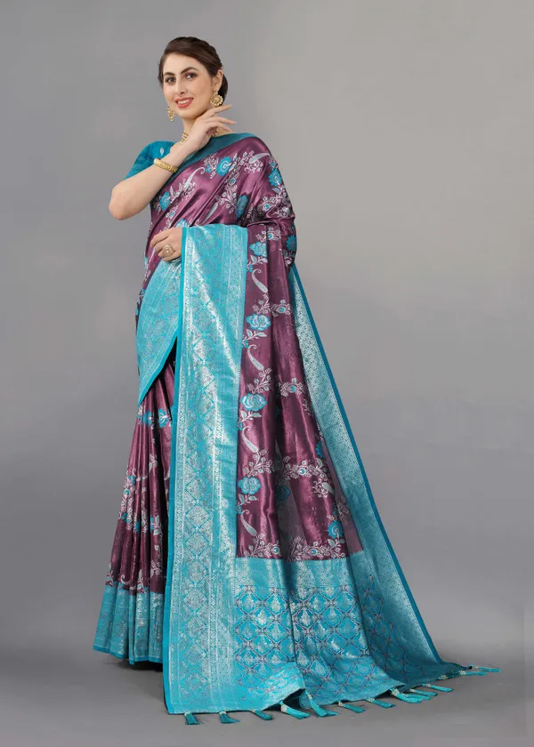 Sky_Blue_Weaving_Beautiful_Kanjivaram_Saree_Unstiched_Blouse