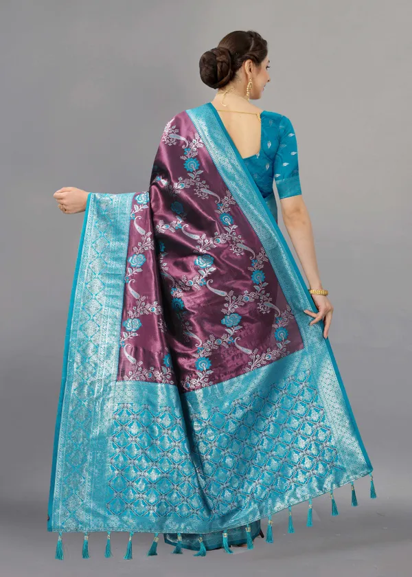 Sky_Blue_Weaving_Beautiful_Kanjivaram_Saree_Unstiched_Blouse