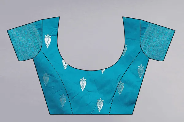 Sky_Blue_Weaving_Beautiful_Kanjivaram_Saree_Unstiched_Blouse